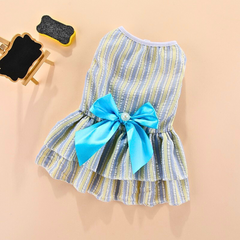 Vertical Stripe Dog Skirt Butterfly Pet Dress