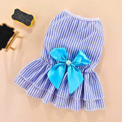 Vertical Stripe Dog Skirt Butterfly Pet Dress