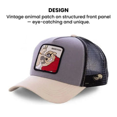 Vintage Animal Patch Trucker Cap — Mesh Snapback Hat