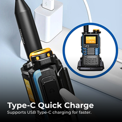 Rugged Rechargeable Walkie Talkie — Type-C Quick Charge