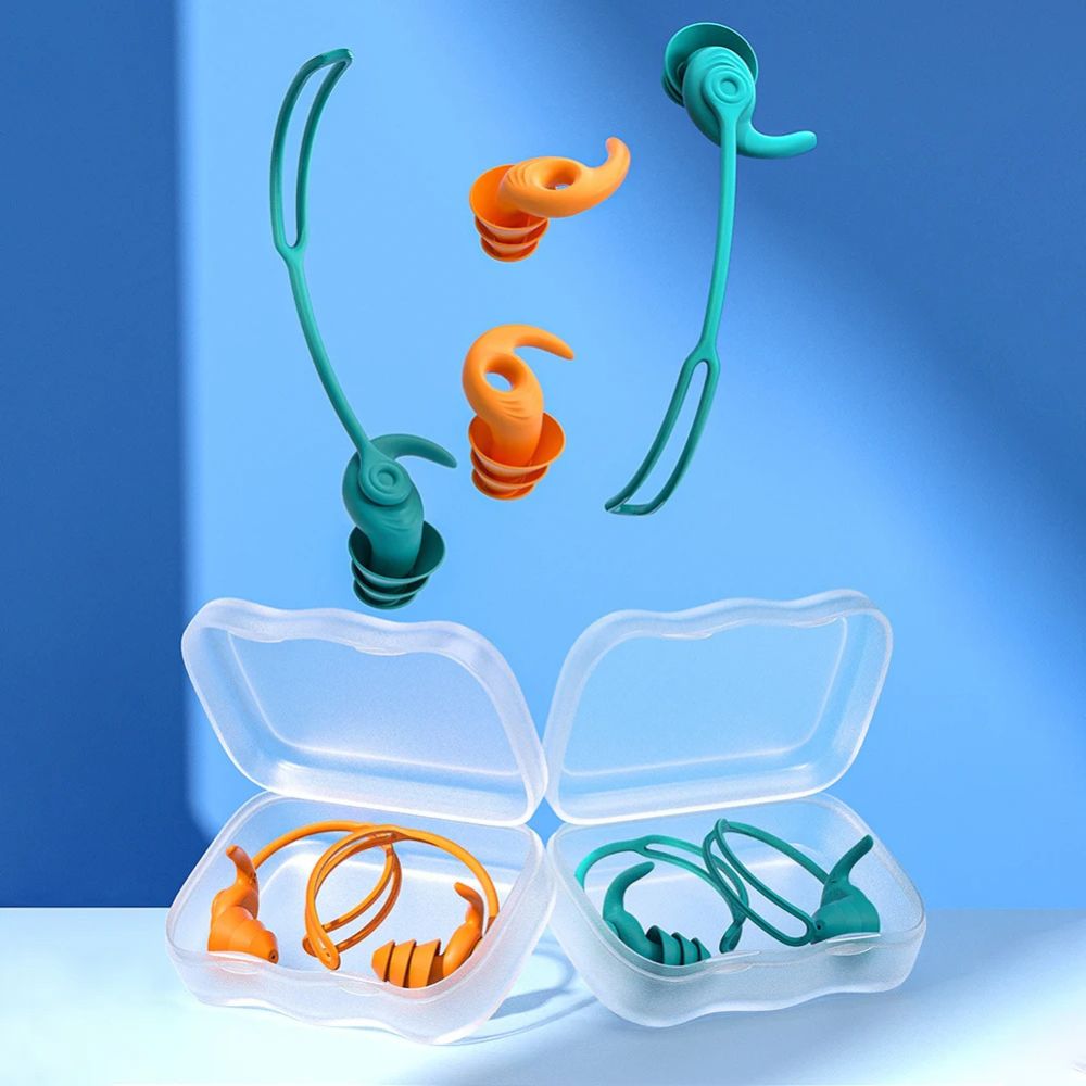 Waterproof Swim Earplugs with Anti-Loss Strap