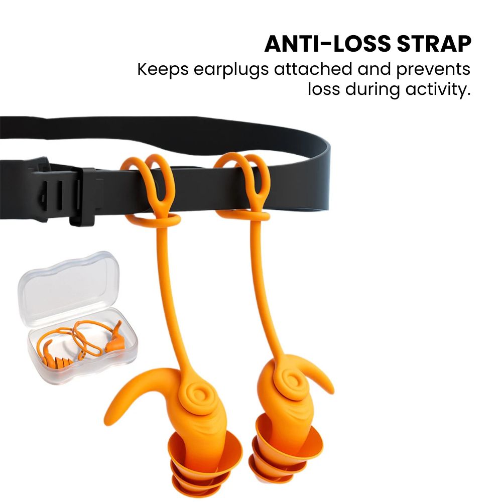 Waterproof Swim Earplugs with Anti-Loss Strap - anti loss strap