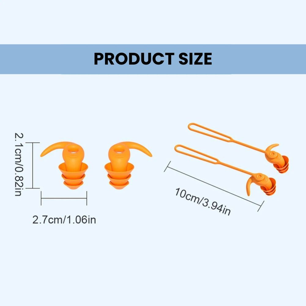 Waterproof Swim Earplugs with Anti-Loss Strap - size