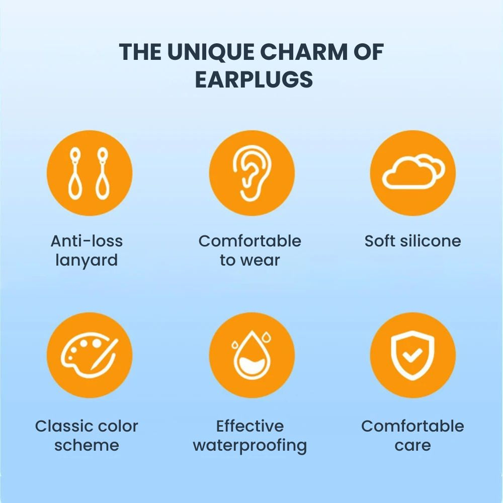Waterproof Swim Earplugs with Anti-Loss Strap - details