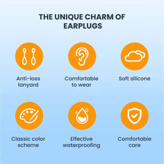 Waterproof Swim Earplugs with Anti-Loss Strap - details