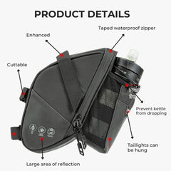 Waterproof Bike Saddle Bag with Bottle Holder | 1.5L Rear Seat Pack