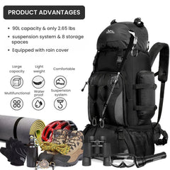 90L Waterproof Nylon Hiking Backpack – Softback