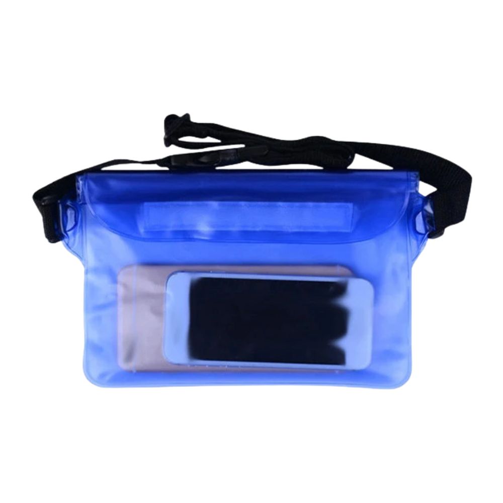 Waterproof Phone Pouch with Lanyard — Universal Fit - blue