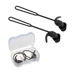 Waterproof Swim Earplugs with Anti-Loss Strap - black