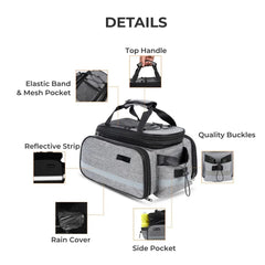 West Biking Rear Rack Bag 25L Waterproof Bike Trunk Bag