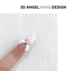 White Angel Wings Nail Charms – 30PCS 3D Kawaii Set