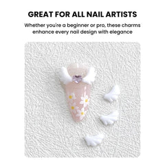 White Angel Wings Nail Charms – 30PCS 3D Kawaii Set