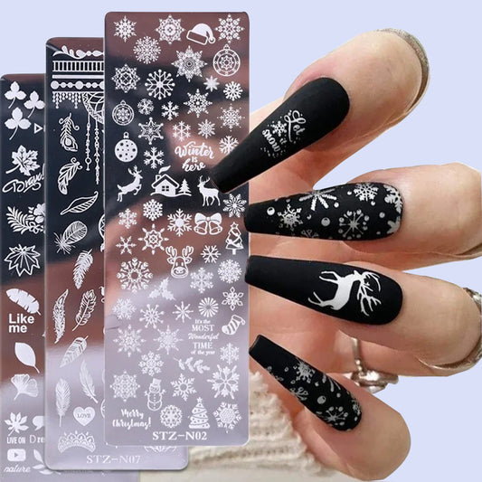 Winter Nail Art Stamping Plate – Snowflake & Butterfly