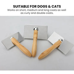 Wooden-Handle Pet Slicker Brush Set