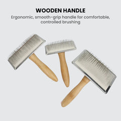 Wooden-Handle Pet Slicker Brush Set