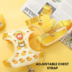 Yellow Duck Pet Harness & Leash Set — Breathable, Padded