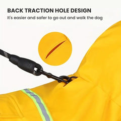 Yellow Reflective Dog Raincoat with Hood & Leash Hole