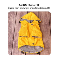 Yellow Waterproof Dog Raincoat — Hooded Windproof Jacket