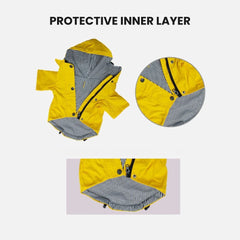 Yellow Waterproof Dog Raincoat — Hooded Windproof Jacket