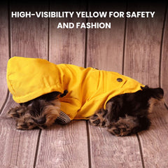 Yellow Waterproof Dog Raincoat — Hooded Windproof Jacket