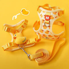 Yellow Duck Pet Harness & Leash Set — Breathable, Padded