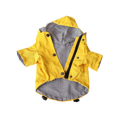 Yellow Waterproof Dog Raincoat — Hooded Windproof Jacket