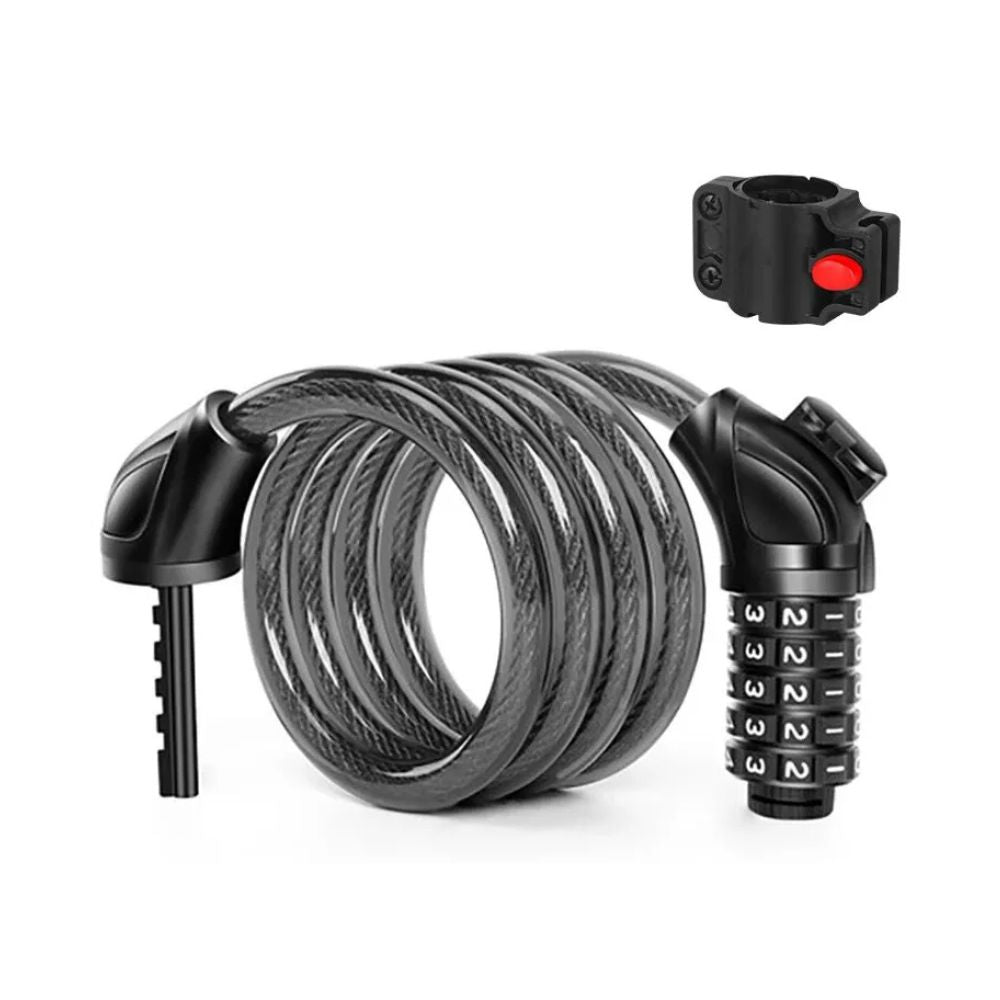Coiled Bike Cable Lock with Resettable Combo
