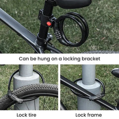 Coiled Bike Cable Lock with Resettable Combo