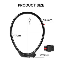 Coiled Bike Cable Lock with Resettable Combo
