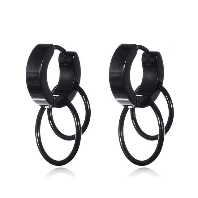 1 pair Punk Black Multiple Styles Stainless/Titanium Steel Stud Earrings For Men and Women Gothic Street Pop Hip Hop Ear Jewelry - dealskart.com.au