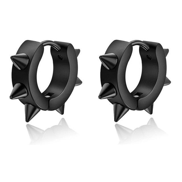 1 pair Punk Black Multiple Styles Stainless/Titanium Steel Stud Earrings For Men and Women Gothic Street Pop Hip Hop Ear Jewelry - dealskart.com.au