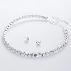 Women's Rhinstone Crystal Studded Charming Necklace Set - dealskart.com.au