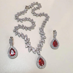 Women's Astonishing Zirconia Crystals Studded Necklace Set - dealskart.com.au