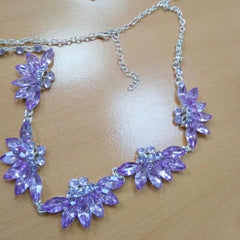 Exquisite Women's Crystal Studded Necklace Set - With Tiara - dealskart.com.au