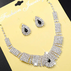 Women's Elelgant Crystal Studded Necklace Set - Silver Finished - dealskart.com.au