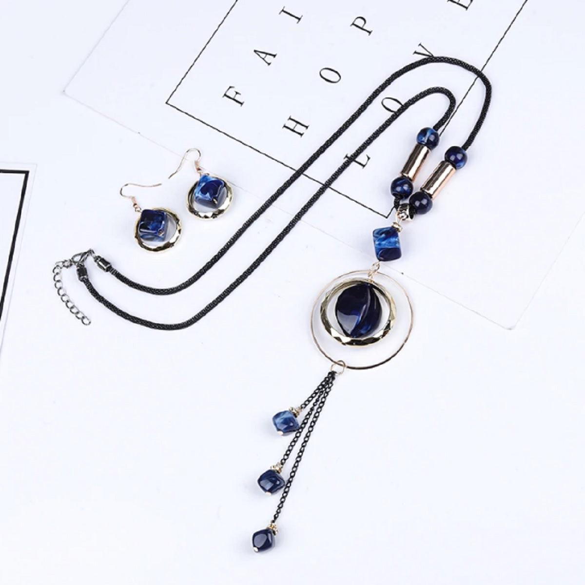 Women's Acrylic Made Long Tassel Pendant Set - Beaded - dealskart.com.au