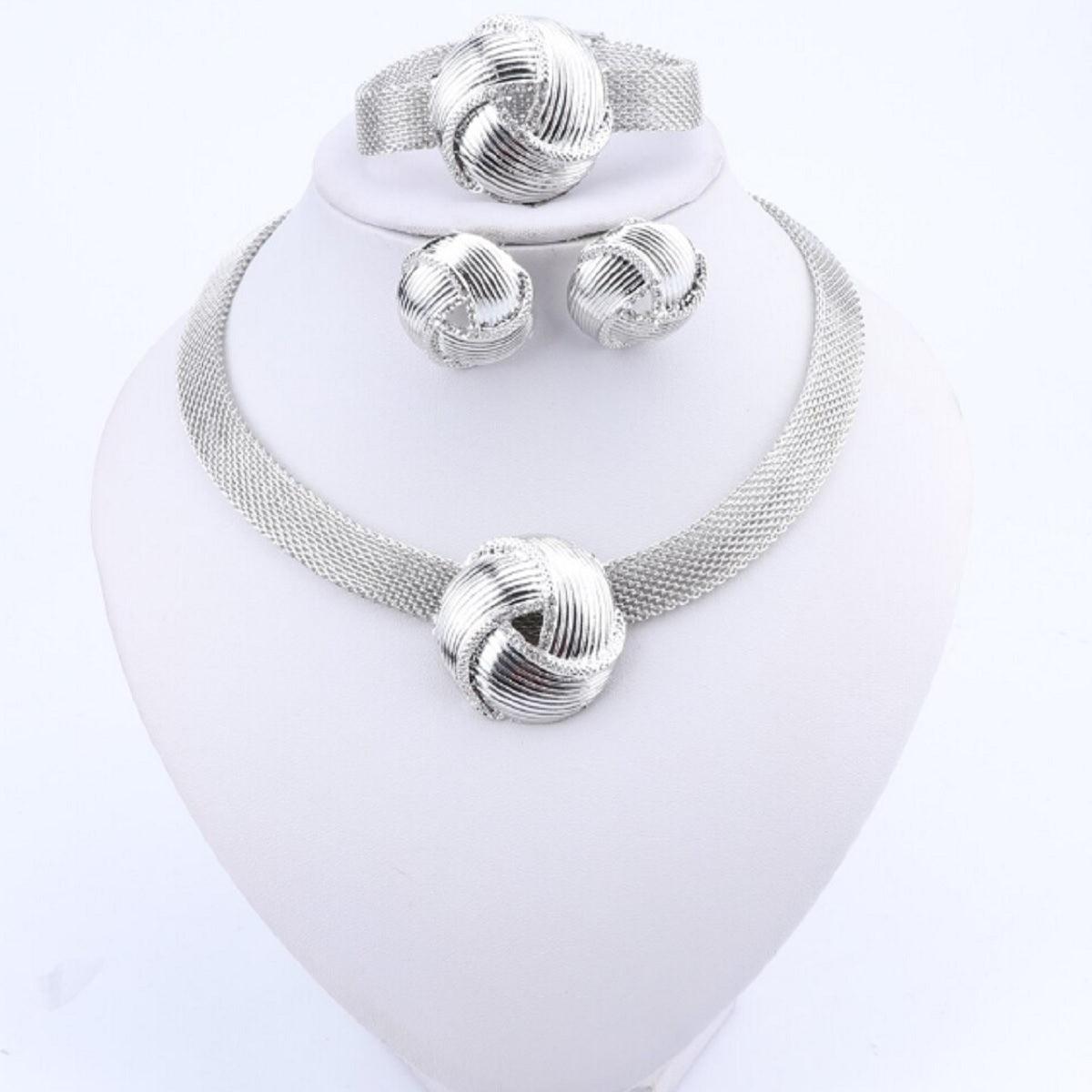 Carol Jewelry Women's Necklace Set - Dubai Silver Plated - dealskart.com.au