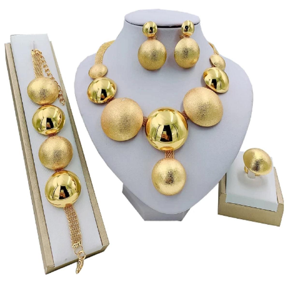 Liffly Women's Bridal Collection Large Necklace Set - Gold Finished - dealskart.com.au