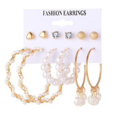 2020 Bohemian Leopard Acrylic Pearl Earrings Set for Women Fashion Geometry Tassel Handmade Earrings Jewelry Gift Set - dealskart.com.au