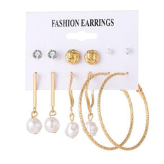 2020 Bohemian Leopard Acrylic Pearl Earrings Set for Women Fashion Geometry Tassel Handmade Earrings Jewelry Gift Set - dealskart.com.au