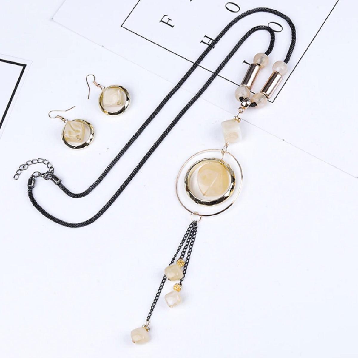 Women's Acrylic Made Long Tassel Pendant Set - Beaded - dealskart.com.au