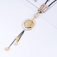 Women's Acrylic Made Long Tassel Pendant Set - Beaded - dealskart.com.au