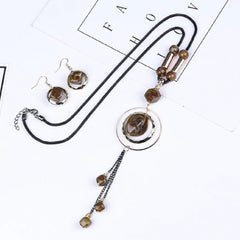 Women's Acrylic Made Long Tassel Pendant Set - Beaded - dealskart.com.au