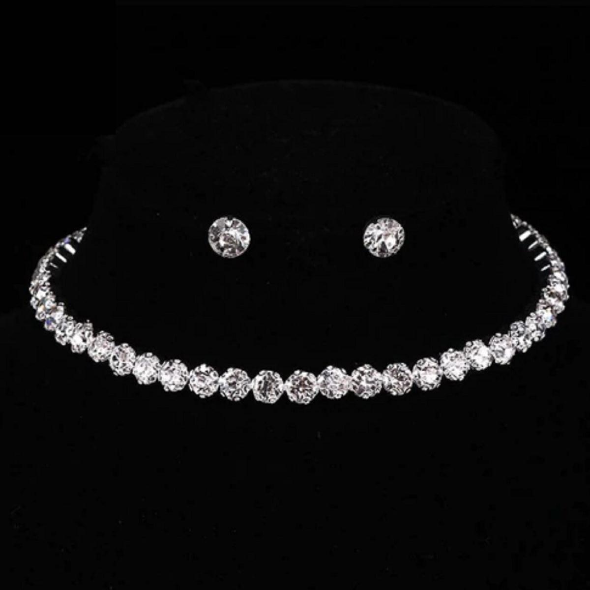 Women's Rhinstone Crystal Studded Charming Necklace Set - dealskart.com.au