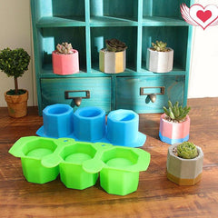 3 Holes Multipurpose Polygonal Flower Pot candle mould - dealskart.com.au