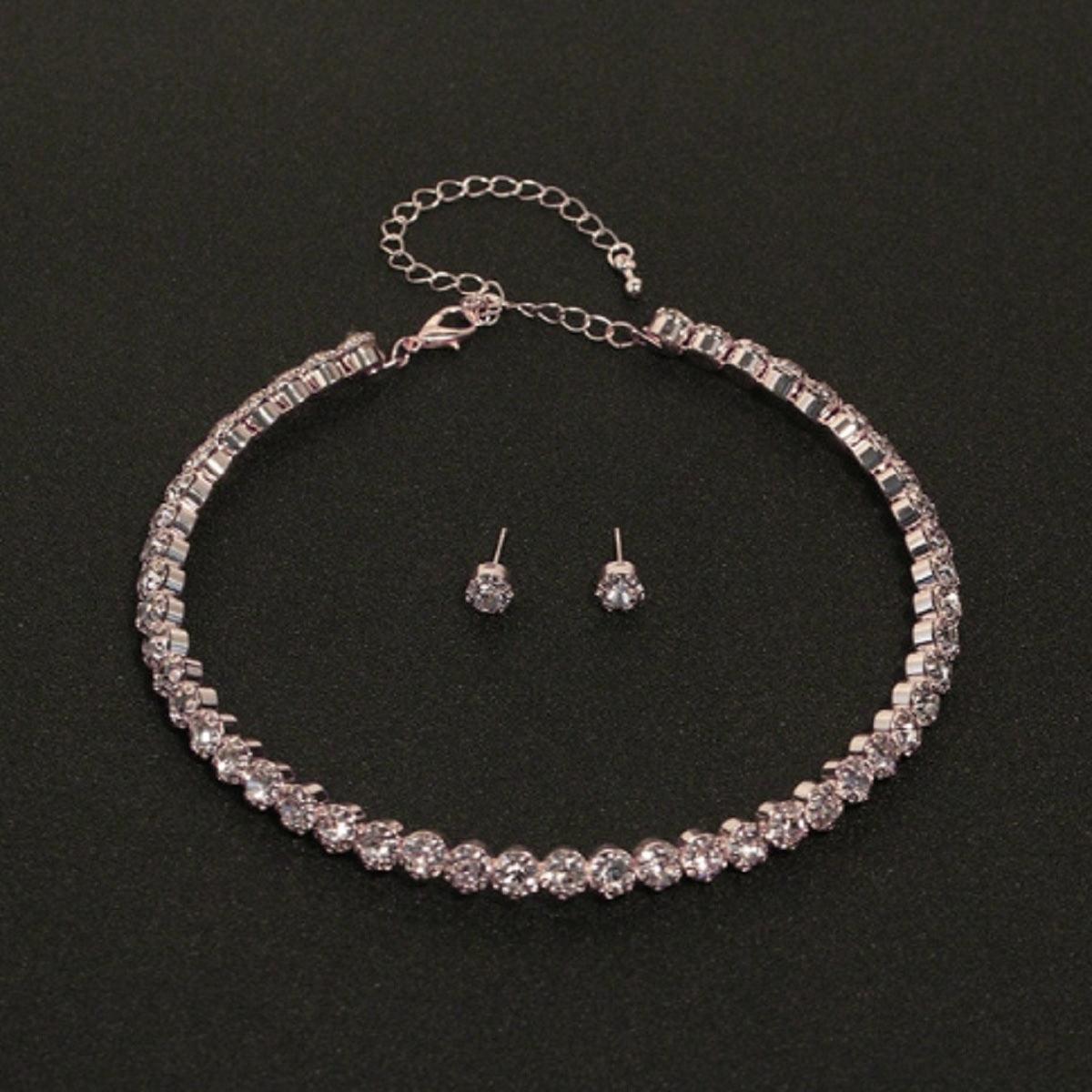 Women's Rhinstone Crystal Studded Charming Necklace Set - dealskart.com.au