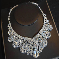 Women's Exquisite Silver Plated Necklace Set - With Tiara - dealskart.com.au