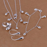 N925-sterling Silver color fashion jewelry drop necklace & bracelet & ring adjustable & earrings ladies jewelry set SS223 - dealskart.com.au