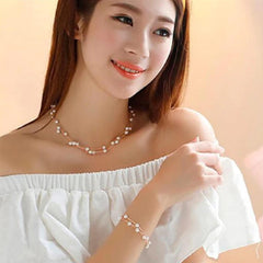 Minimalist Design Women's Necklace Set - Pearl Studded - dealskart.com.au