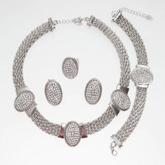 Carol Jewelry Women's Silver Plated Necklace Set - Crystal Studded - dealskart.com.au